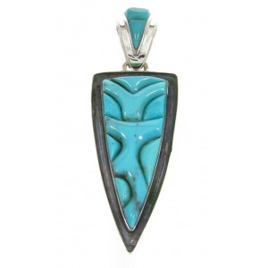 Sterling Silver Southwest Turquoise Inlay Pendant PS61037