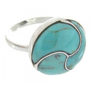 Southwest Silver And Turquoise Inlay Jewelry Ring Size 4-3/4 YS63450