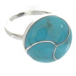 Southwest Turquoise Inlay Silver Jewelry Ring Size 5-1/4 YS63460