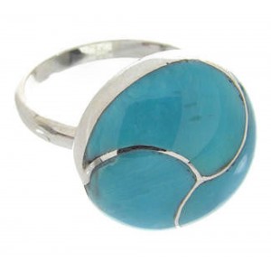 Southwest Sterling Silver Turquoise Inlay Ring Size 6 YS63526