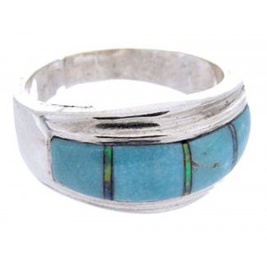 Turquoise Opal Inlay Genuine Sterling Silver Ring Size 5-3/4 DS38238