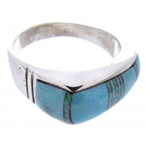 Turquoise Opal Inlay Genuine Sterling Silver Ring Size 6-1/2 AW64417