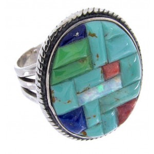 Multicolor Authentic Sterling Silver Ring Size 5-3/4 AW64444
