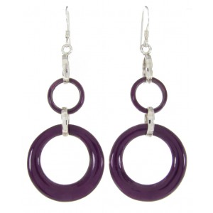 Silver Sugilite Hook Earrings Southwest Jewelry ZW61704