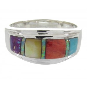 Multicolor Southwest Sterling Silver Jewelry Ring Size 8-3/4 MW64515