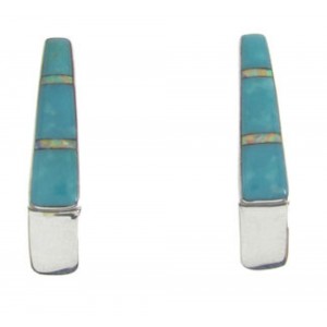 Turquoise And Opal Post Earrings Sterling Silver Jewelry IS62382