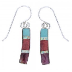 Multicolor Southwest Sterling Silver Hook Dangle Earrings PS63328