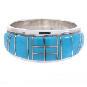 Turquoise Genuine Sterling Silver Inlay Ring Size 5-3/4 BW69536