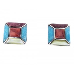 Turquoise And Multicolor Sterling Silver Post Earrings JW63182