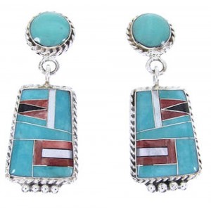 Post Dangle Sterling Silver Multicolor Earrings JW63167