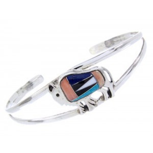 Southwestern Multicolor Buffalo Sterling Silver Cuff Bracelet AW65644