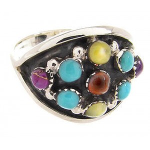 Sterling Silver Multicolor Southwestern Ring Size 7-1/2 PS58098