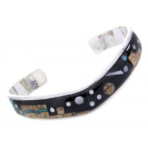 Silver Multicolor Native American Mesa Design Cuff Bracelet YS67391