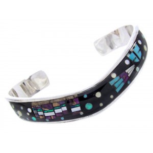 Multicolor Silver Native American Mesa Design Cuff Bracelet YS67405