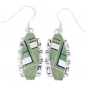 Sterling Silver Turquoise Jet Inlay Hook Earrings JW66749