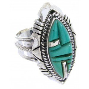 Genuine Sterling Silver And Turquoise Inlay Ring Size 5-3/4 BW66770