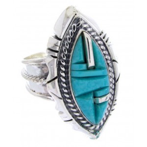 Southwestern Turquoise Inlay Silver Ring Size 5 BW66987