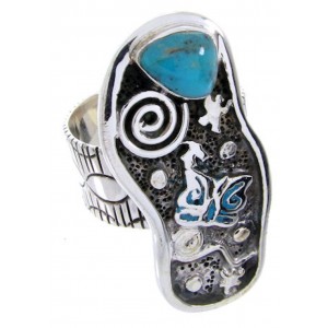 Silver Southwestern Turquoise Butterfly Jewelry Ring Size 8 MW66844 