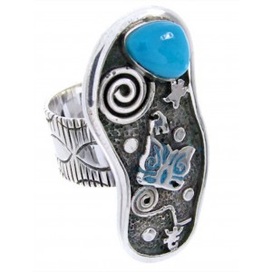 Turquoise Butterfly Jewelry Silver Southwestern Ring Size 6 MW66872 