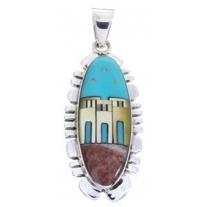 Multicolor Native American Pueblo Or Village Design Pendant YS67076