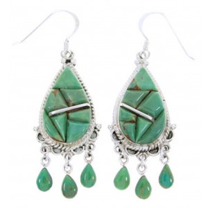 Turquoise Southwest Sterling Silver Jewelry Hook Earrings MW66580