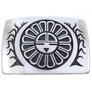 Hopi Indian George Phillips Sun Corn Stalk Silver Belt Buckle AW67594