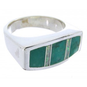 Turquoise And Opal Southwest Sterling Silver Ring Size 4-1/2 IS68051