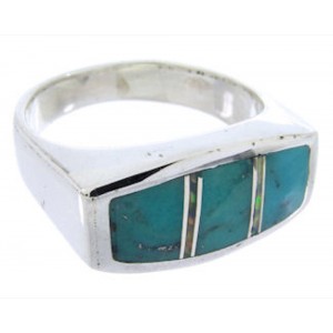 Southwest Turquoise Opal Sterling Silver Ring Size 4-1/2 IS68186