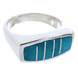 Turquoise Southwestern Sterling Silver Ring Size 7-1/4 IS68210