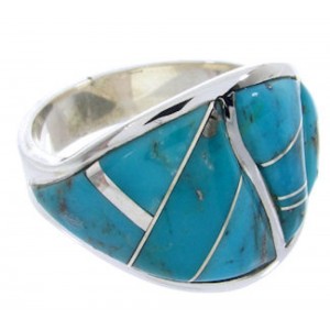 Silver Turquoise Southwest Inlay Jewelry Ring Size 4-3/4 YS68786