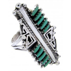 Turquoise Needlepoint Silver Southwestern Ring Size 6-3/4 BW67919