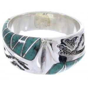 Sterling Silver Southwest Turquoise Inlay Ring Size 8-1/4 BW68269