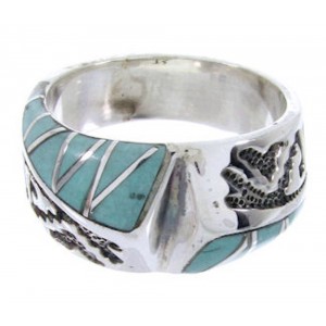 Silver Turquoise Inlay Southwestern Ring Size 6-1/4 BW68281 