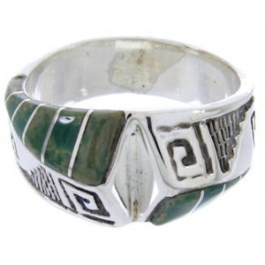 Southwestern Silver Turquoise Inlay Ring Size 7-3/4 BW68338