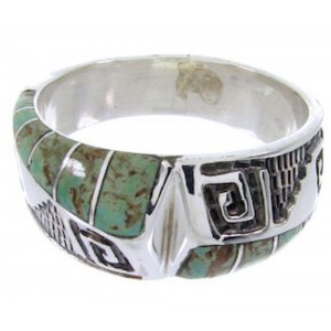 Genuine Sterling Silver Southwest Turquoise Inlay Ring Size 5 BW68359