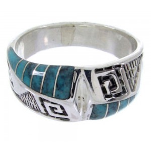 Southwestern Sterling Silver Turquoise Inlay Ring Size 6-1/4 BW68402