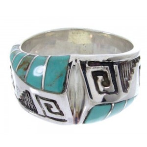 Silver And Turquoise Inlay Southwestern Ring Size 6-1/4 BW68438 