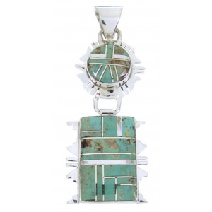 Southwest Sterling Silver Turquoise Inlay Pendant MW67792