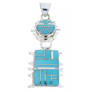 Southwest Jewelry Turquoise Inlay Silver Pendant MW67783