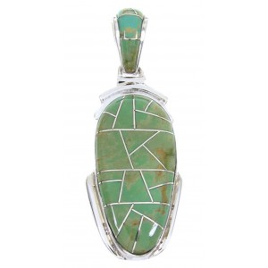 Turquoise Inlay Sterling Silver Southwest Pendant MW67731 