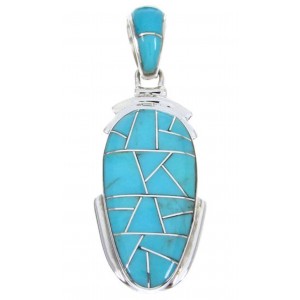 Southwest Sterling Silver Turquoise Inlay Pendant Jewelry MW67691