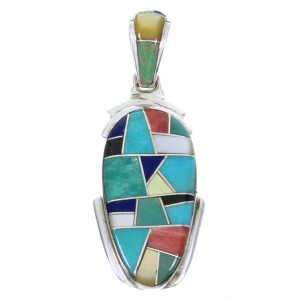 Multicolor Inlay Sterling Silver Jewelry Southwest Pendant MW67743