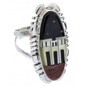 Silver Native American Design Multicolor Ring Size 4-3/4 YS68088