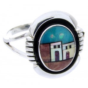 Native American Design Multicolor Silver Ring Size 4-3/4 YS68119