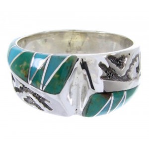 Southwest Turquoise Inlay Ring Size 8-1/4 YS68268