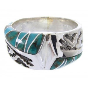 Southwest Turquoise Inlay Jewelry Ring Size 5-3/4 YS68275