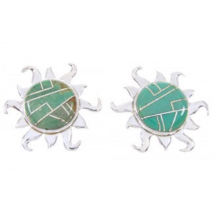 Southwest Jewelry  Turquoise Silver Sun Inlay Post Earrings AW68251 