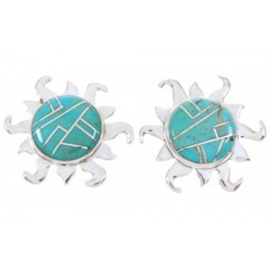 Southwestern Turquoise And Silver Sun Jewelry Post Earrings AW68274