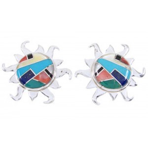 Southwest Jewelry Multicolor Sterling Silver Sun Post Earrings AW68303