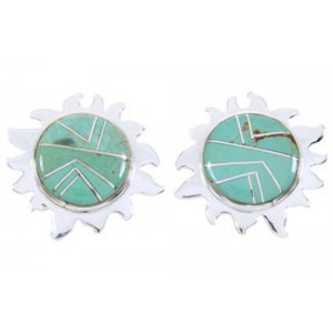 Southwestern Sterling Silver And Turquoise Sun Post Earrings AW68240